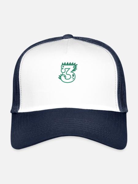 Number 3 - Trucker Cap - white/navy - Front