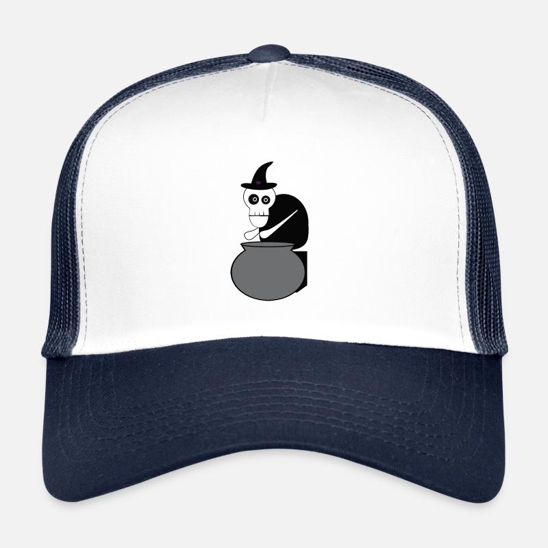 Koch Hexe Halloween Geschenkidee T-Shirt - Trucker Cap - Weiß/Navy
