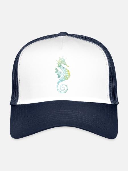sea horse - Trucker Cap - white/navy - Front