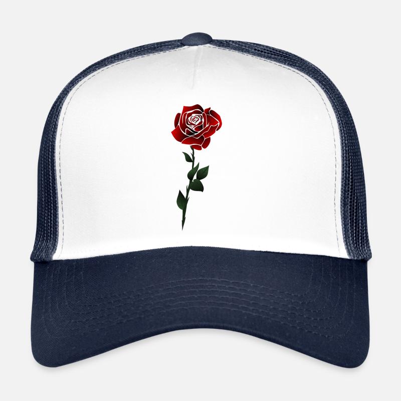 Fleur de roses - Casquette trucker  - blanc/marine