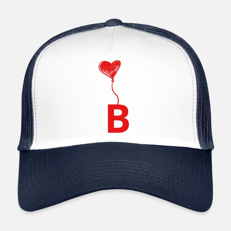 Buchstabe b Herz - Trucker Cap - Weiß/Navy