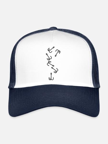 Icône de pêcheur à la ligne - Casquette trucker  - blanc/marine - Devant