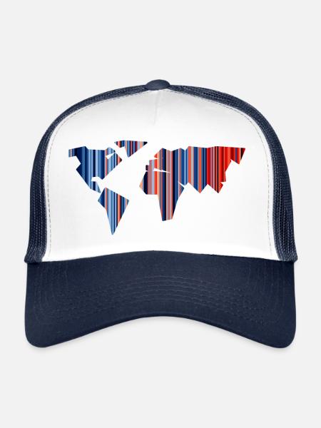 Carte du monde - Changement climatique - Rayons qui se réchauffent - Terre - Casquette trucker  - blanc/marine - Devant
