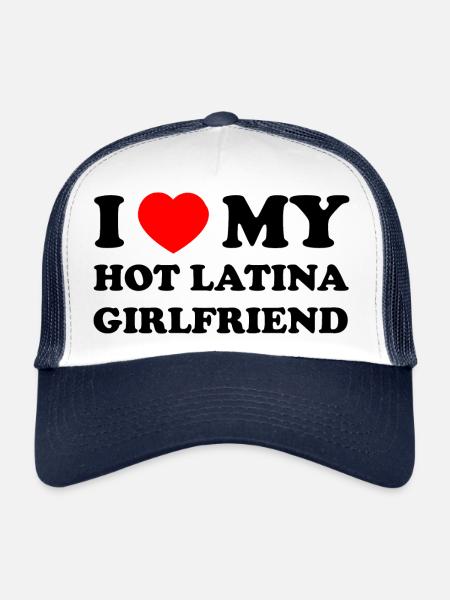 J’aime ma petite amie latina très chaude - Casquette trucker  - blanc/marine - Devant