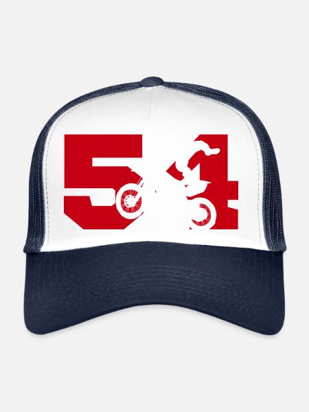 Moto 54 motard - Casquette trucker  - blanc/marine - Devant