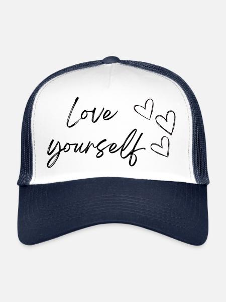 Aimez-vous (texte noir) - Casquette trucker  - blanc/marine - Devant