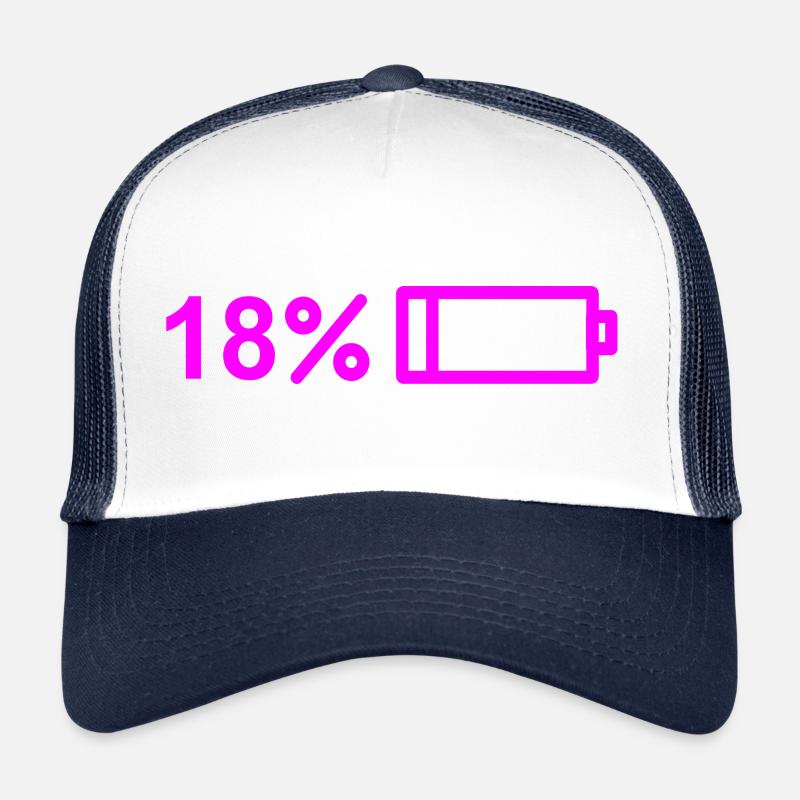 Endlich 18! Happy 18! Geburtstag Design - Trucker Cap - Weiß/Navy