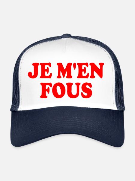 je m'en fous - Casquette trucker  - blanc/marine - Devant