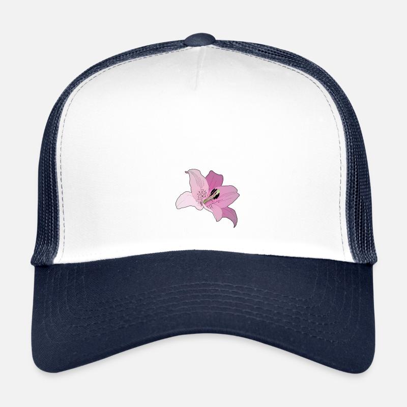 Orchidée rose - Casquette trucker  - blanc/marine