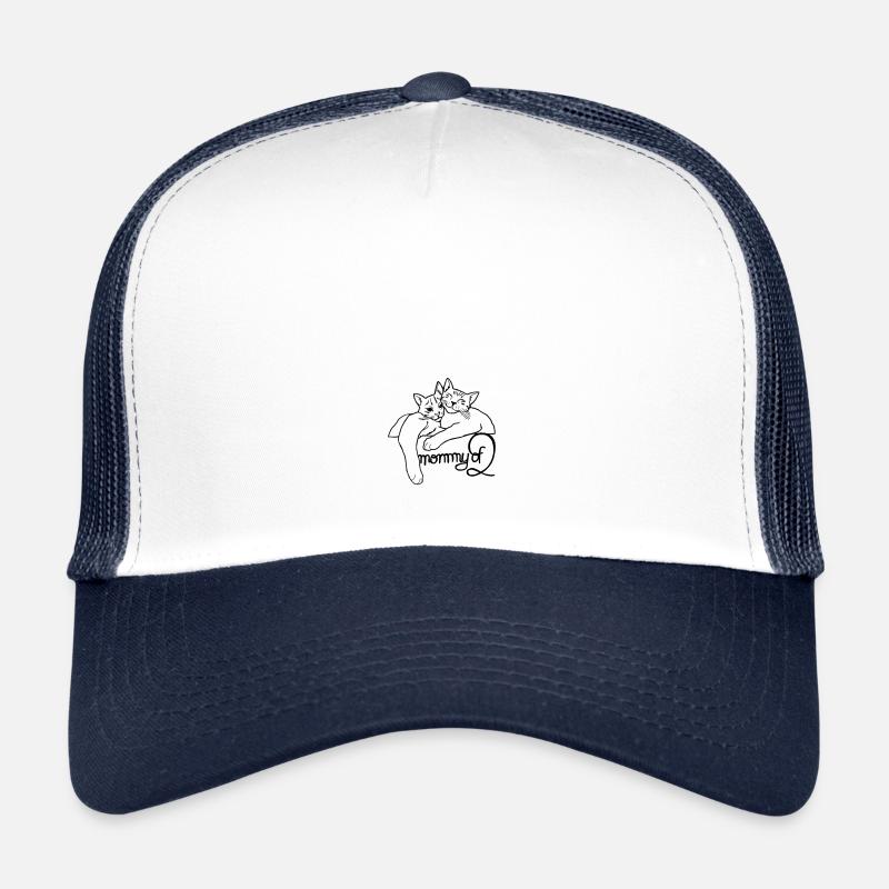 Maman de deux chats maman - Casquette trucker  - blanc/marine