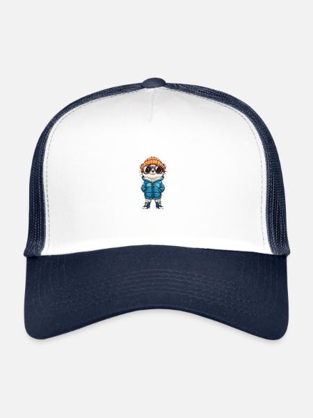 Suricate d’hiver - Casquette trucker  - blanc/marine - Devant