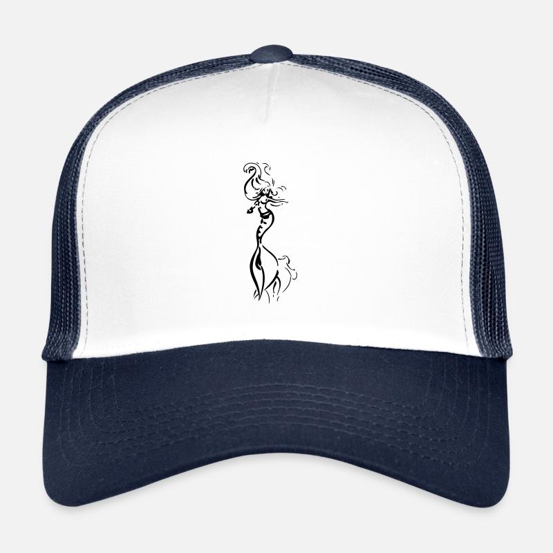 Black drawing mermaid Trucker Cap