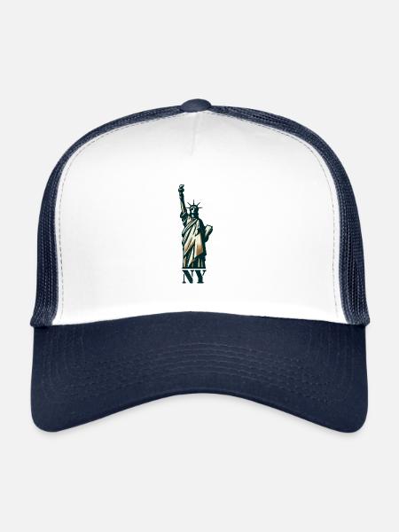 Statue de la Liberté Vintage : icône du patrimoine de New York - Casquette trucker  - blanc/marine - Devant