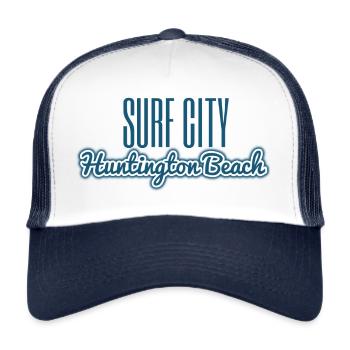 Huntington Beach Surf City Design - Trucker Cap - white/navy - Front