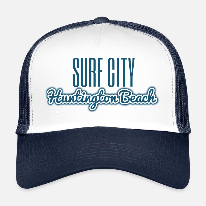 Huntington Beach Surf City Design - Trucker Cap - Weiß/Navy