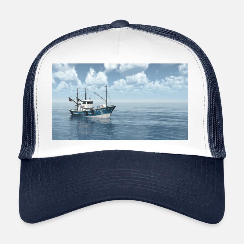 Ein Fischkutter im offenen Meer - Trucker Cap - Weiß/Navy