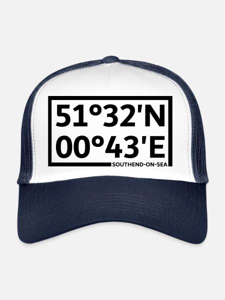 Southend-on-Sea coordinates - Trucker Cap - white/navy - Front