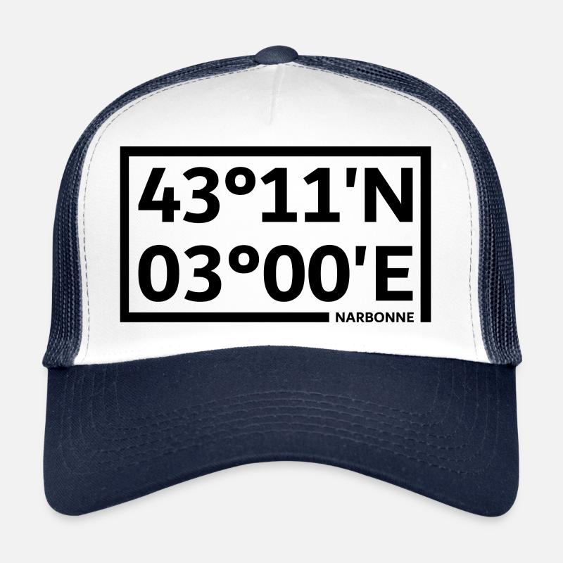 Coordonnées de Narbonne - Casquette trucker  - blanc/marine