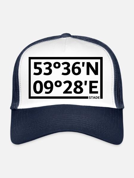 Coordonnées du stade - Casquette trucker  - blanc/marine - Devant