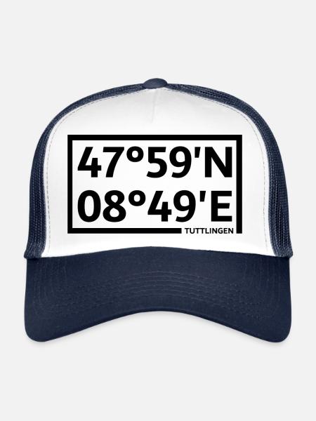 Tuttlingen coordinates - Trucker Cap - white/navy - Front