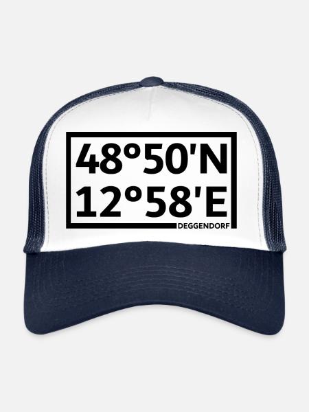 Coordonnées de Deggendorf - Casquette trucker  - blanc/marine - Devant