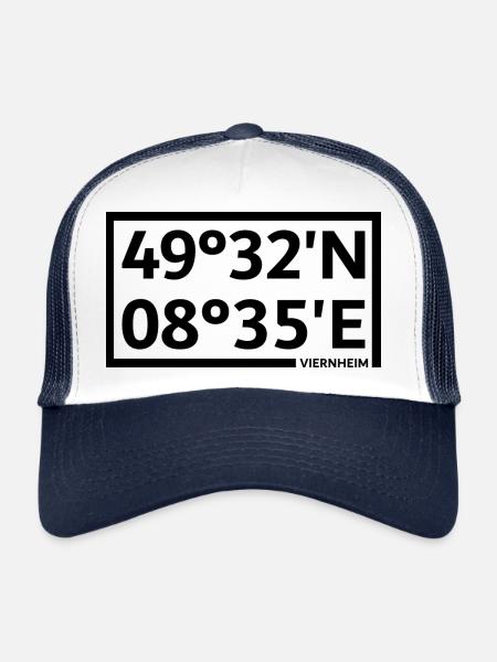 Coordonnées de Viernheim - Casquette trucker  - blanc/marine - Devant