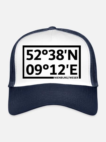Nienburg/Weser coordinates - Trucker Cap - white/navy - Front