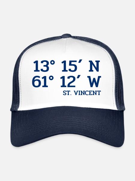 Coordonnées Saint-Vincent - Koordinaten West Indies - Casquette trucker  - blanc/marine - Devant