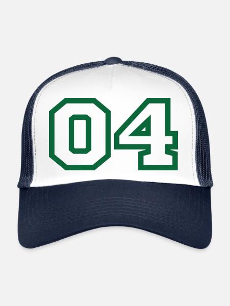 Numéro 4 sport vert - Casquette trucker  - blanc/marine - Devant