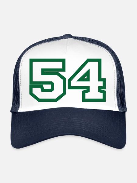 Numéro 54 sport vert - Casquette trucker  - blanc/marine - Devant