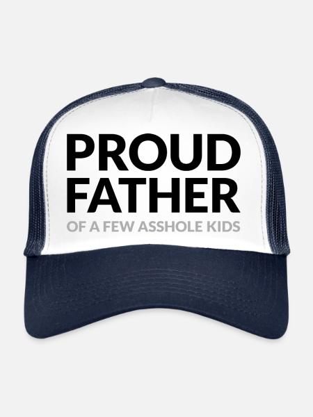 PROUD FATHER OF A FEW ASSHOLE KIDS - STOLZER VATER - Trucker Cap - white/navy - Front