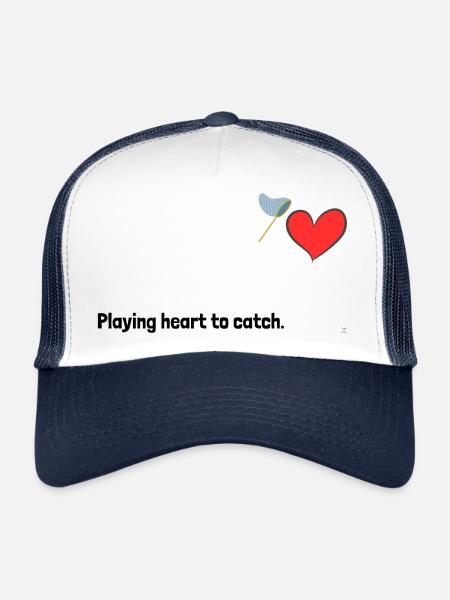 Jouer au cœur pour attraper. - Casquette trucker  - blanc/marine - Devant