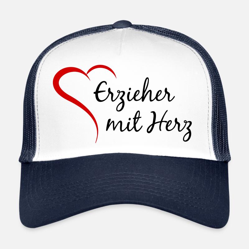 Erzieher mit Herz - Trucker Cap - Weiß/Navy