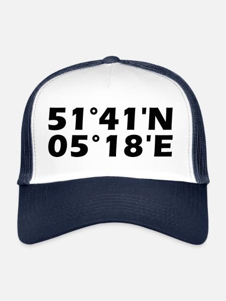 Coordonnées de 's-Hertogenbosch - Casquette trucker  - blanc/marine - Devant