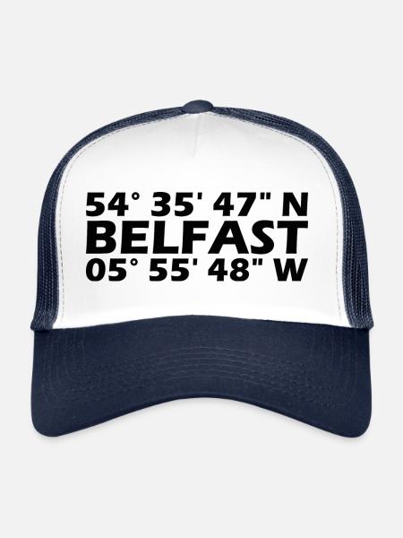 Coordonnées de Belfast - Casquette trucker  - blanc/marine - Devant