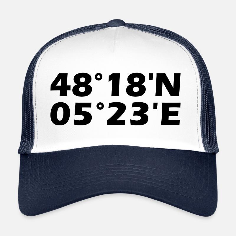 Coordonnées de Marseille - Casquette trucker  - blanc/marine