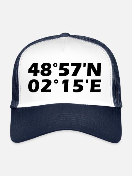 Coordonnées d’Argenteuil - Casquette trucker  - blanc/marine - Devant