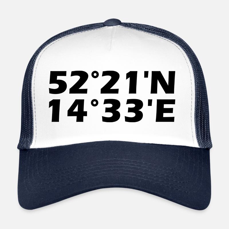 Frankfurt (Oder) Koordinaten - Trucker Cap - Weiß/Navy