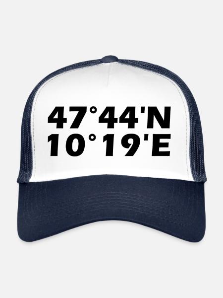 Coordonnées de Kempten (Allgäu) - Casquette trucker  - blanc/marine - Devant