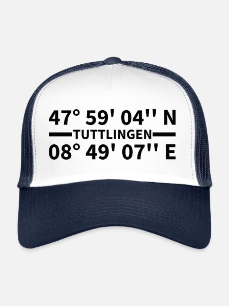 Tuttlingen coordinates - Trucker Cap - white/navy - Front