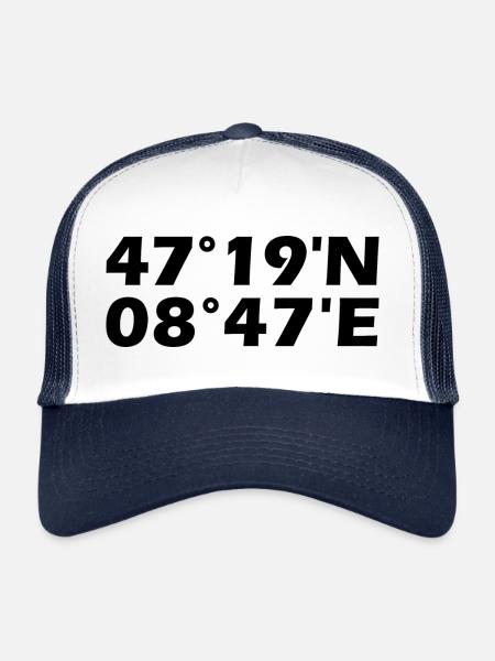 Coordonnées de Wetzikon - Casquette trucker  - blanc/marine - Devant