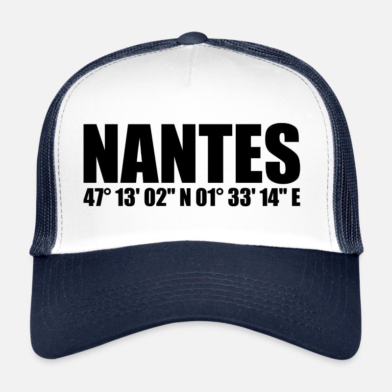 Coordonnées de Nantes - Casquette trucker  - blanc/marine