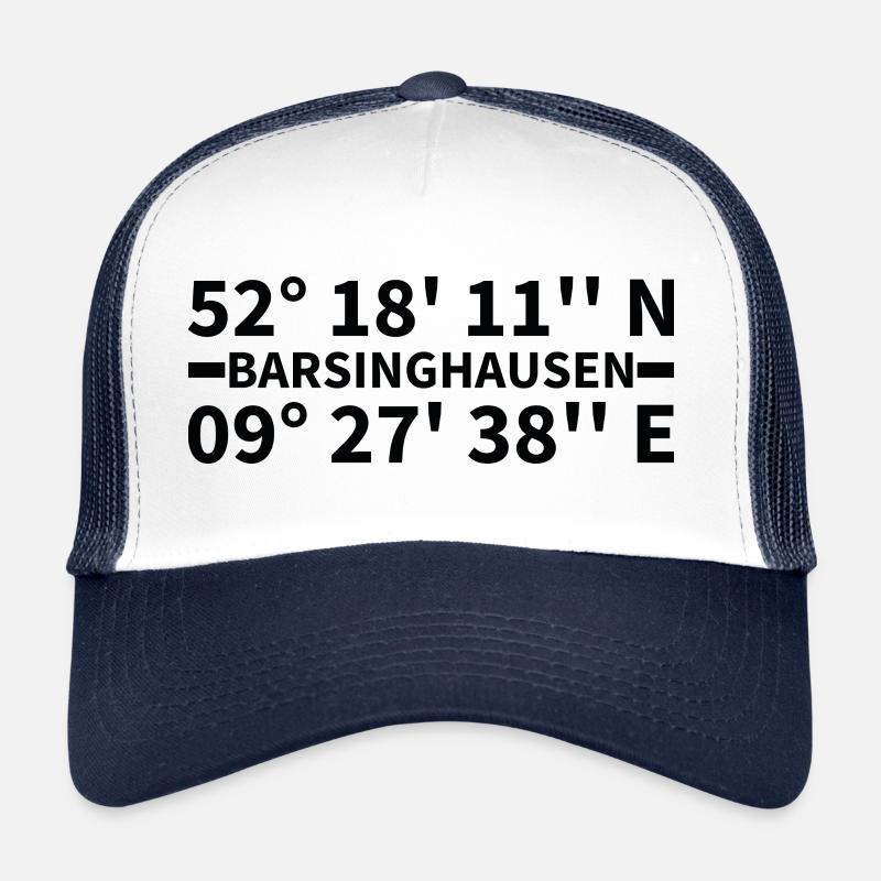 Barsinghausen Koordinaten - Trucker Cap - Weiß/Navy