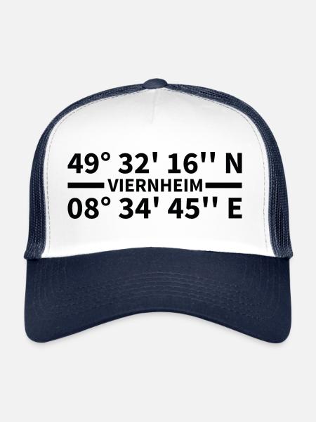 Coordonnées de Viernheim - Casquette trucker  - blanc/marine - Devant