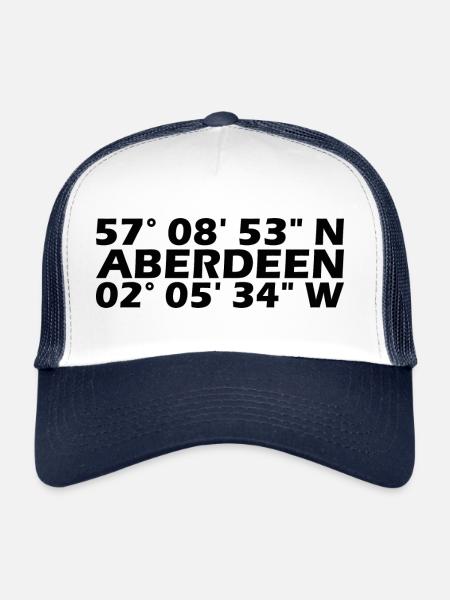 Coordonnées d’Aberdeen - Casquette trucker  - blanc/marine - Devant