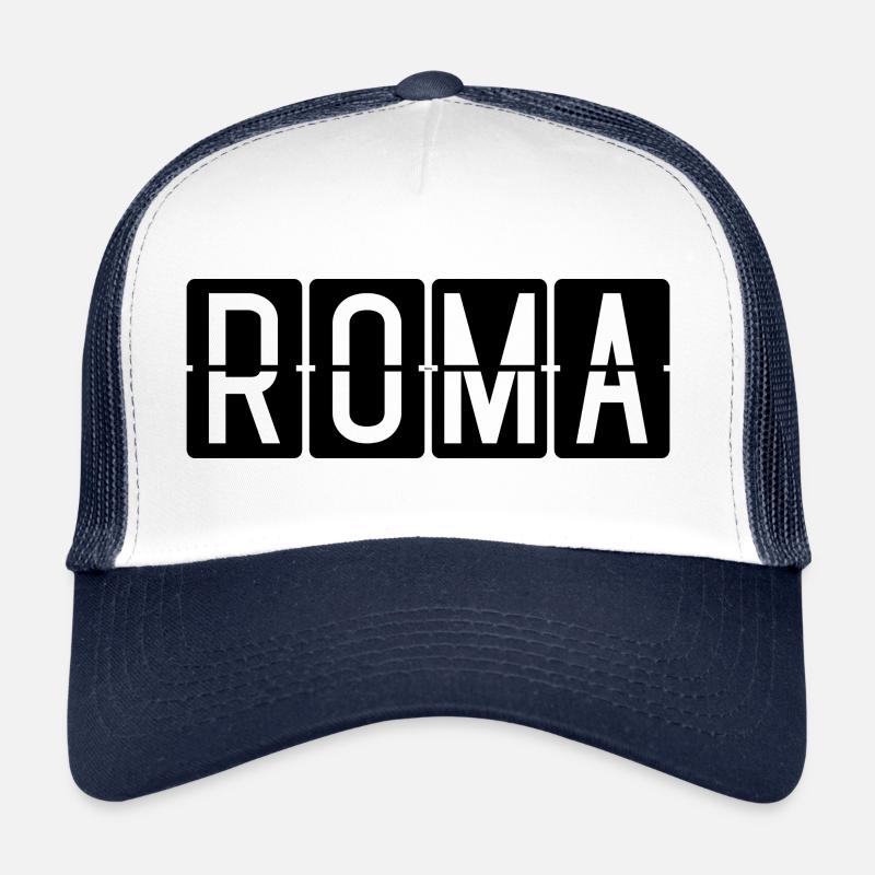 Roma Flughafentafel - Trucker Cap - Weiß/Navy