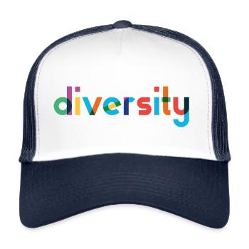 Diversity - Rainbow Typography - Trucker Cap - Weiß/Navy - Vorne