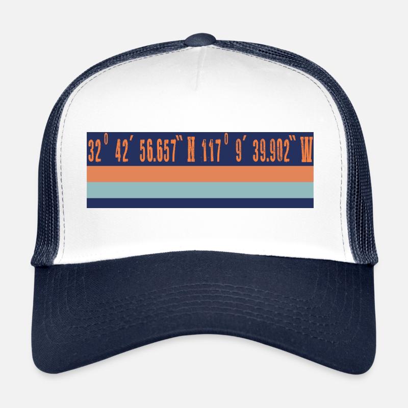 San Diego GPS coordinates design Trucker Cap