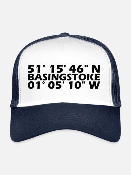 Basingstoke coordinates - Trucker Cap - white/navy - Front