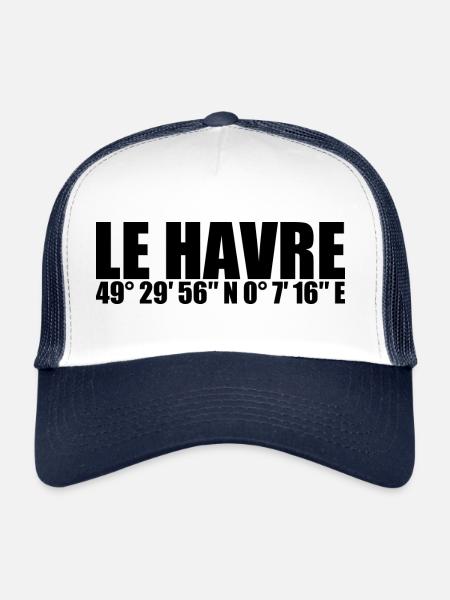 Le Havre Coordinates - Trucker Cap - white/navy - Front
